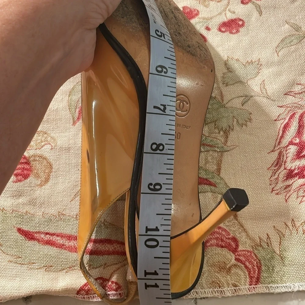 Chanel Semi Point Mustard Black Detail Slingback Shoe